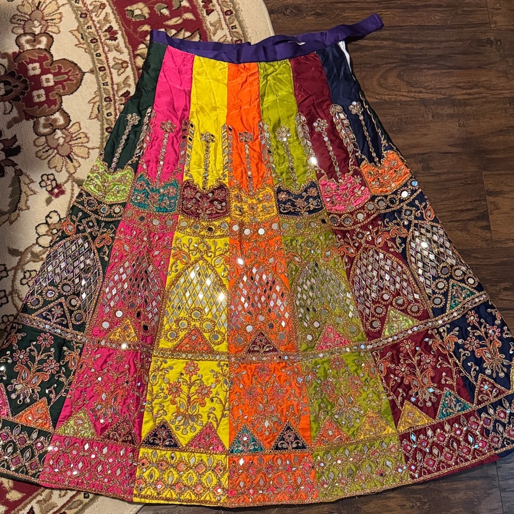 Multicolor Embroidered Lehnga Mehndi Haldi